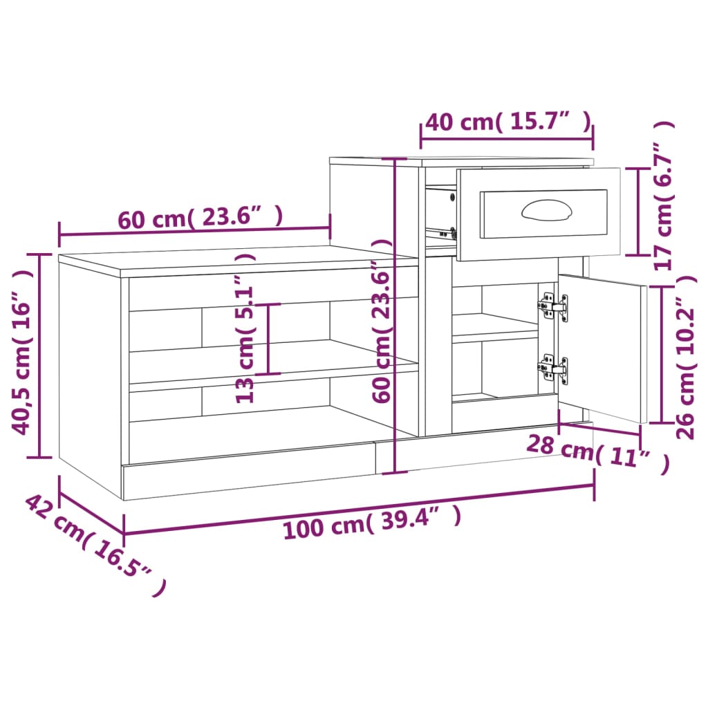 Pantofar, , 100X42X60 Cm, Lemn Prelucrat