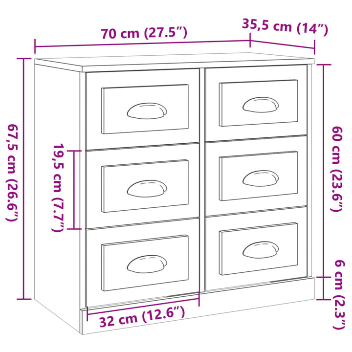 Servantă, Gri Sonoma, 70X35,5X67,5 Cm, Lemn Prelucrat
