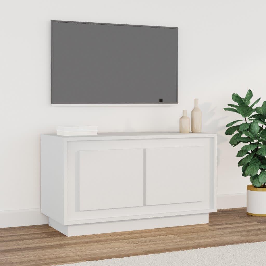 Comodă Tv, Alb Extralucios, 80X35X45 Cm, Lemn Prelucrat