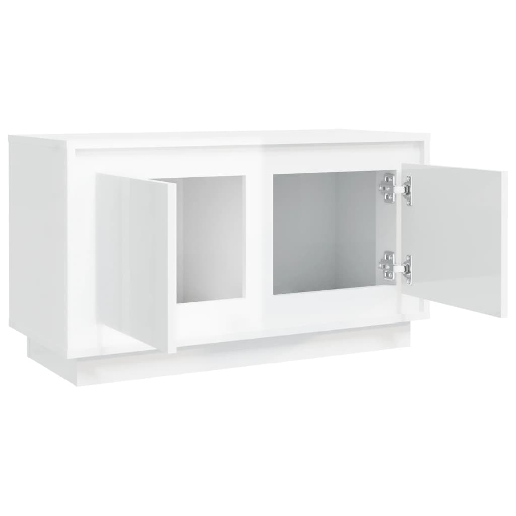 Comodă Tv, Alb Extralucios, 80X35X45 Cm, Lemn Prelucrat