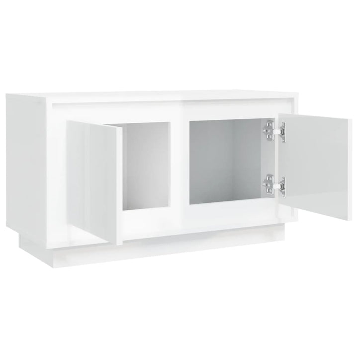 Comodă Tv, Alb Extralucios, 80X35X45 Cm, Lemn Prelucrat