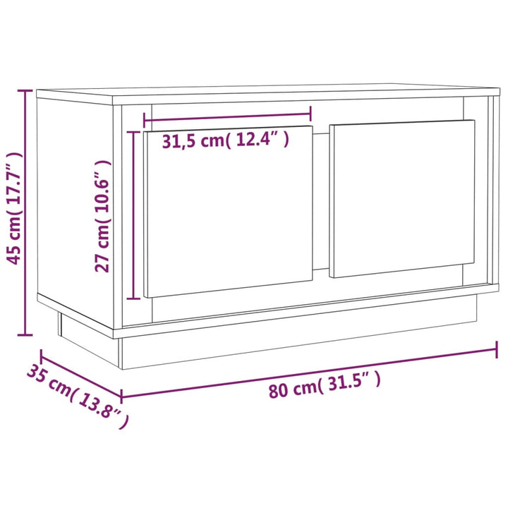 Comodă Tv, Alb Extralucios, 80X35X45 Cm, Lemn Prelucrat