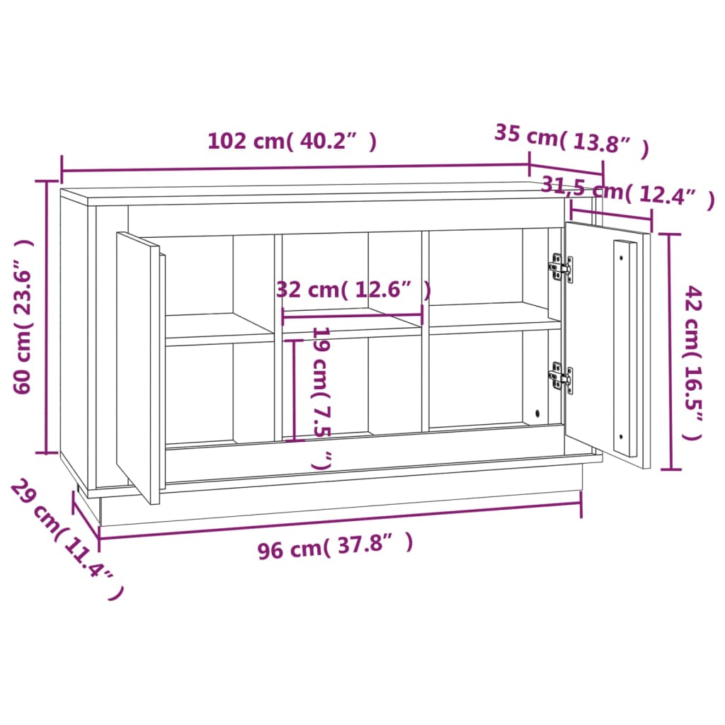 Dulap, , 102X35X60 Cm, Lemn Prelucrat