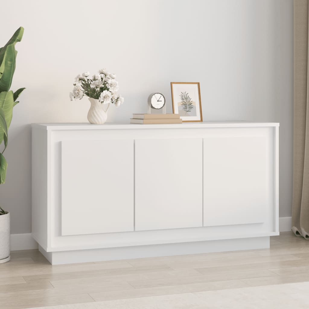 Dulap, Alb Extralucios, 102X35X55 Cm, Lemn Prelucrat