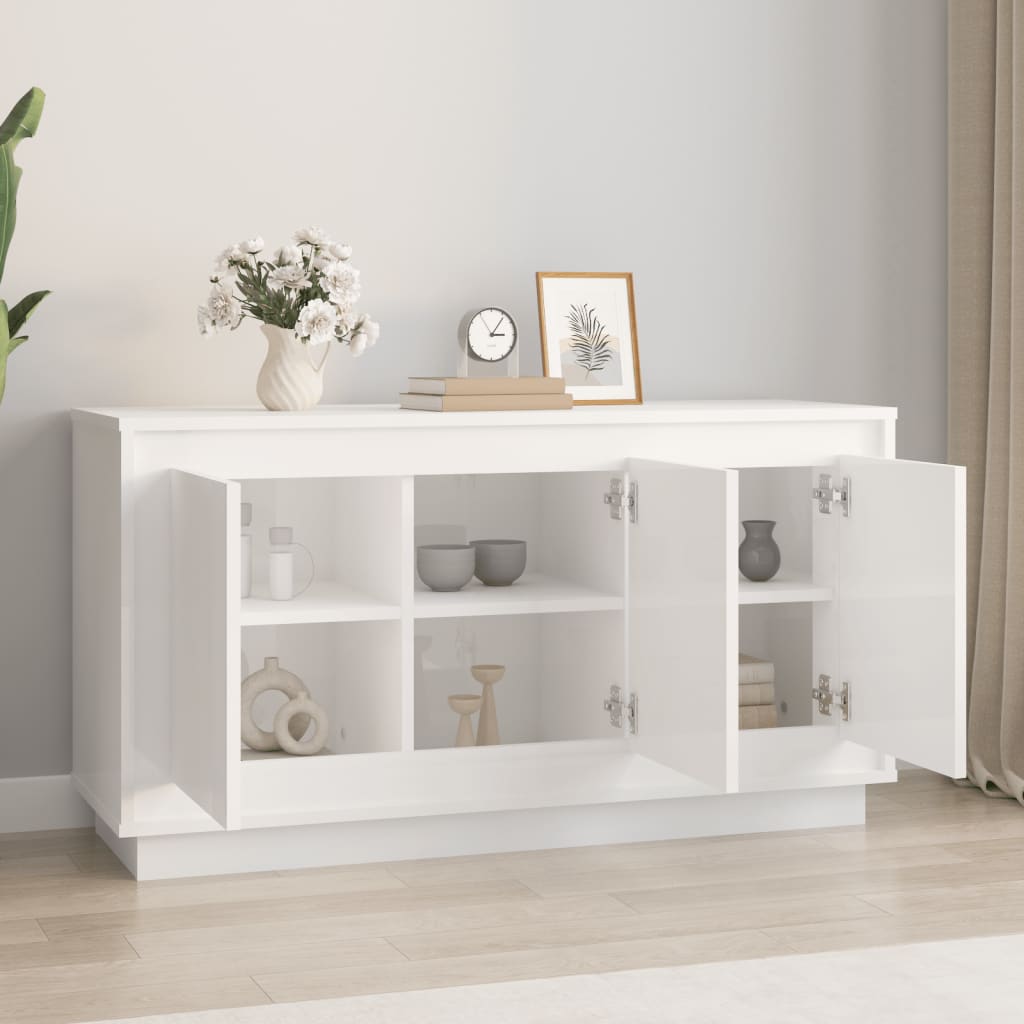 Dulap, Alb Extralucios, 102X35X55 Cm, Lemn Prelucrat