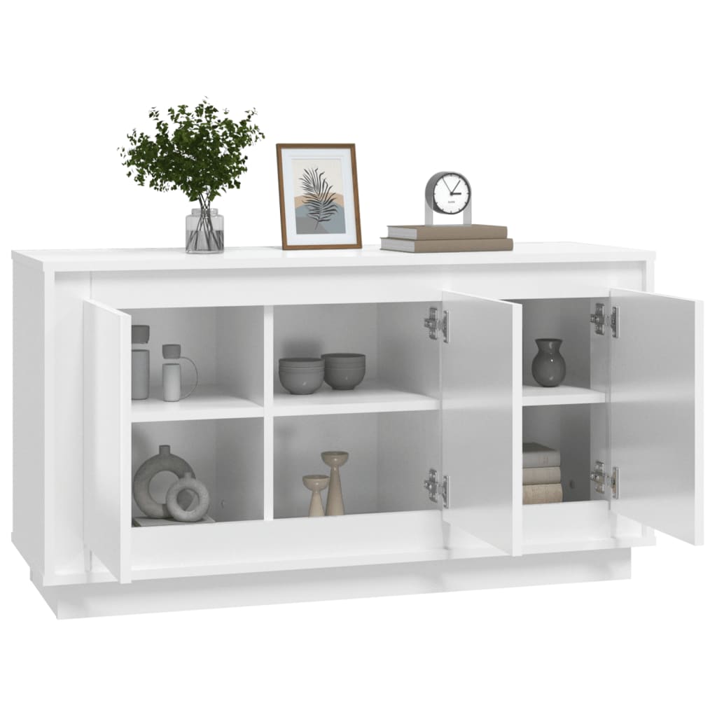 Dulap, Alb Extralucios, 102X35X55 Cm, Lemn Prelucrat