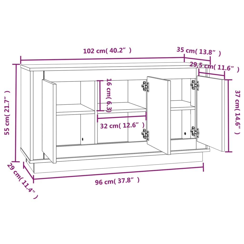 Dulap, Alb Extralucios, 102X35X55 Cm, Lemn Prelucrat