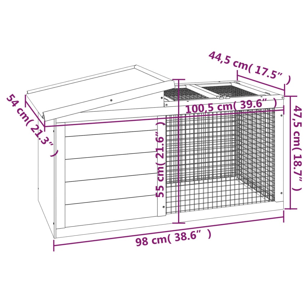 Cușcă Pentru Iepuri Cafeniu 100,5X54X55 Cm Lemn Masiv De Pin