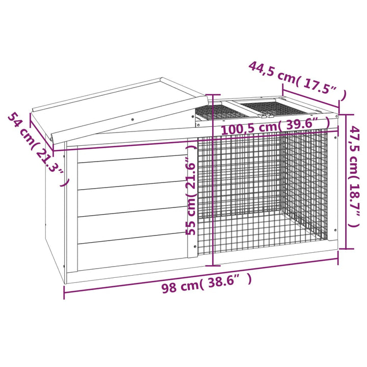 Cușcă Pentru Iepuri Cafeniu 100,5X54X55 Cm Lemn Masiv De Pin