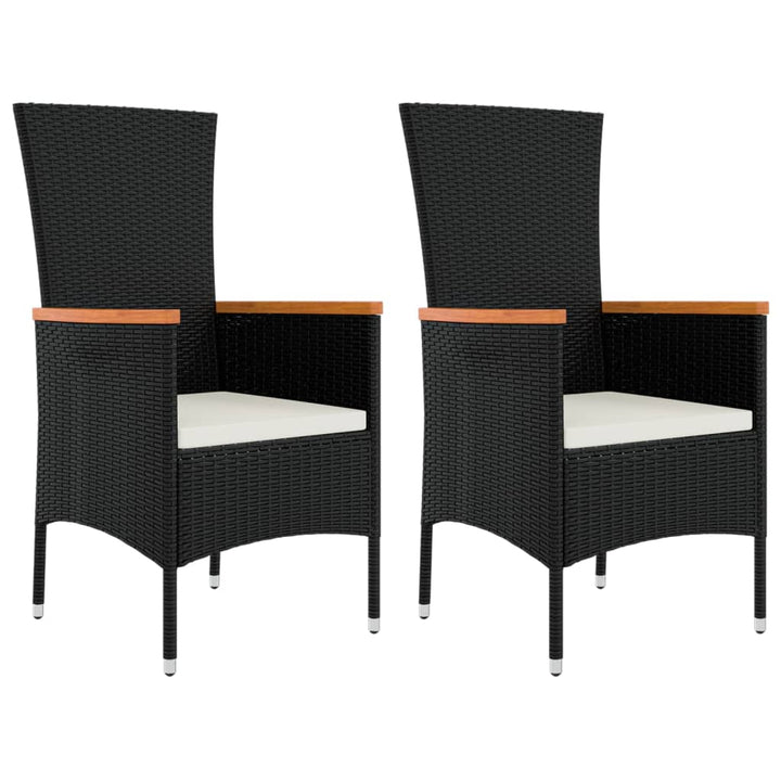 Set Mobilier De Grădină Cu Perne, 3 Piese, Negru, Poliratan