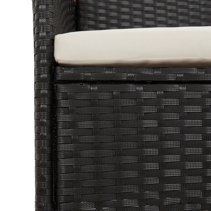 Set Mobilier De Grădină Cu Perne, 3 Piese, Negru, Poliratan