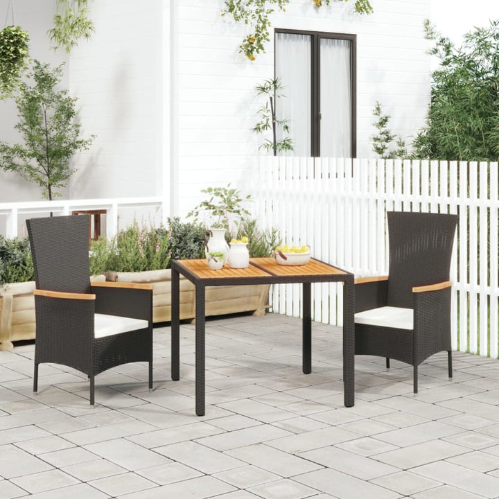 Set Mobilier De Grădină Cu Perne, 3 Piese, Negru, Poliratan
