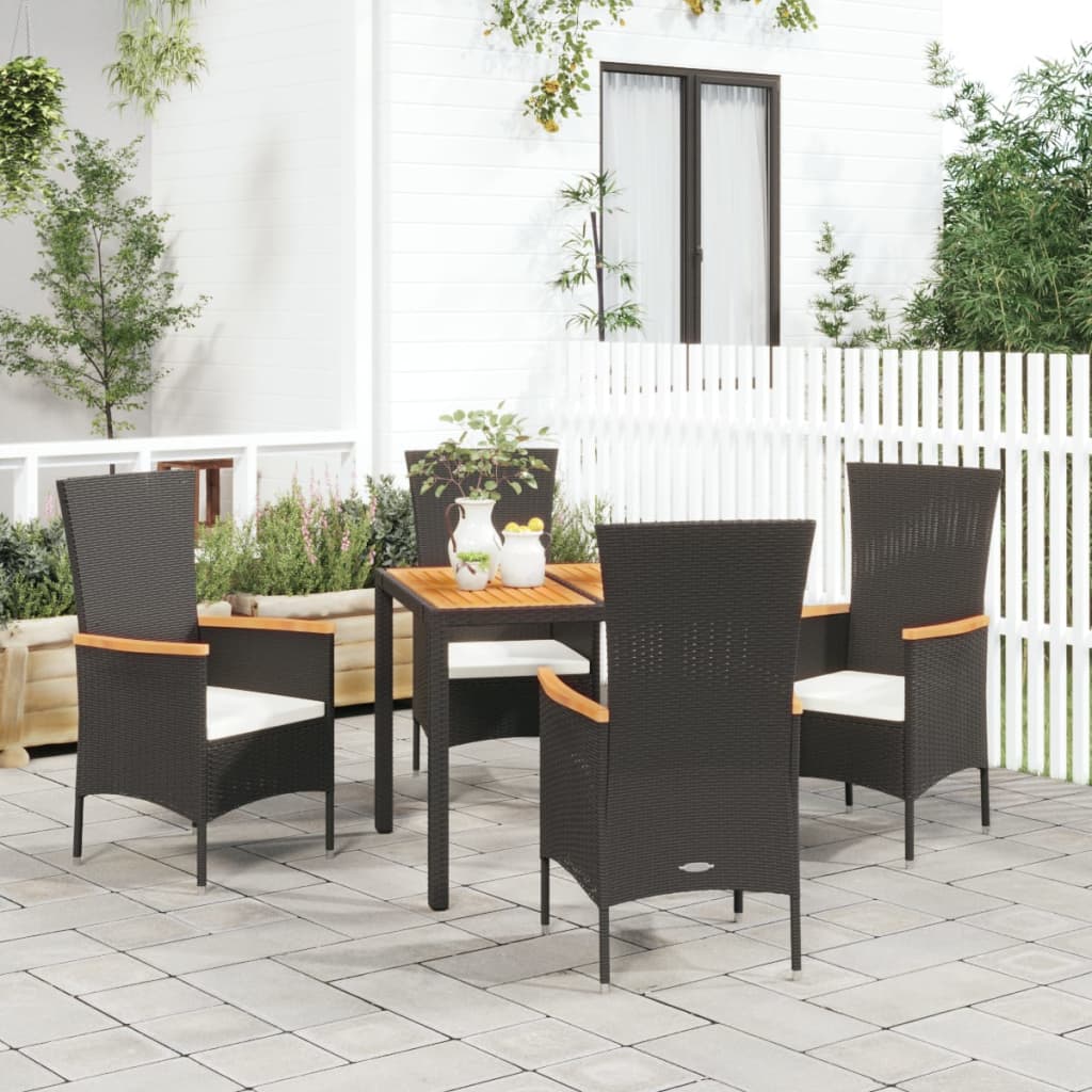 Set Mobilier De Grădină Cu Perne, 3 Piese, Negru, Poliratan