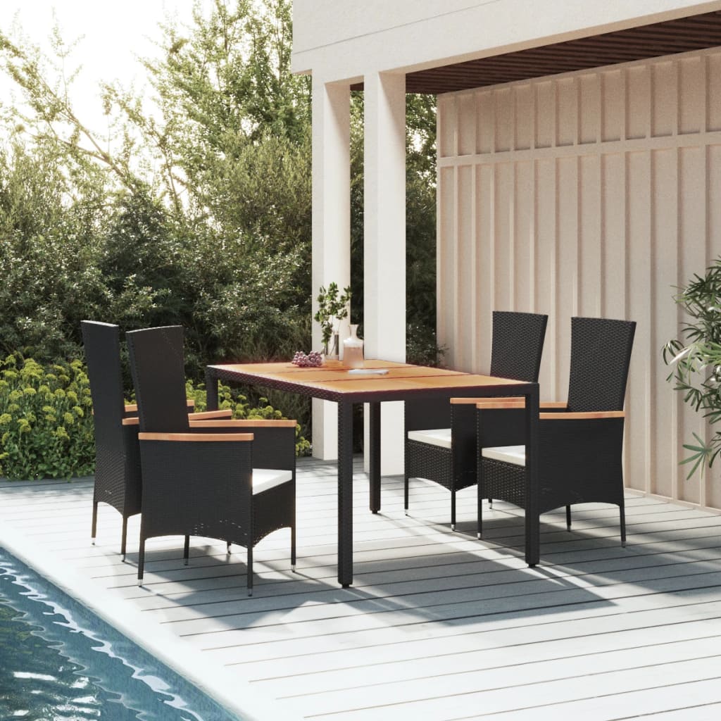 Set Mobilier De Grădină Cu Perne, 3 Piese, Negru, Poliratan