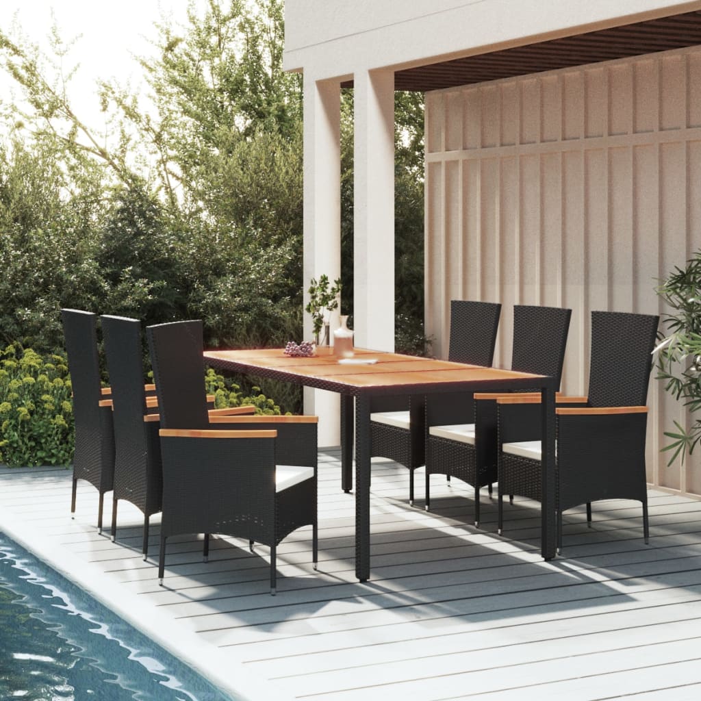 Set Mobilier De Grădină Cu Perne, 3 Piese, Negru, Poliratan