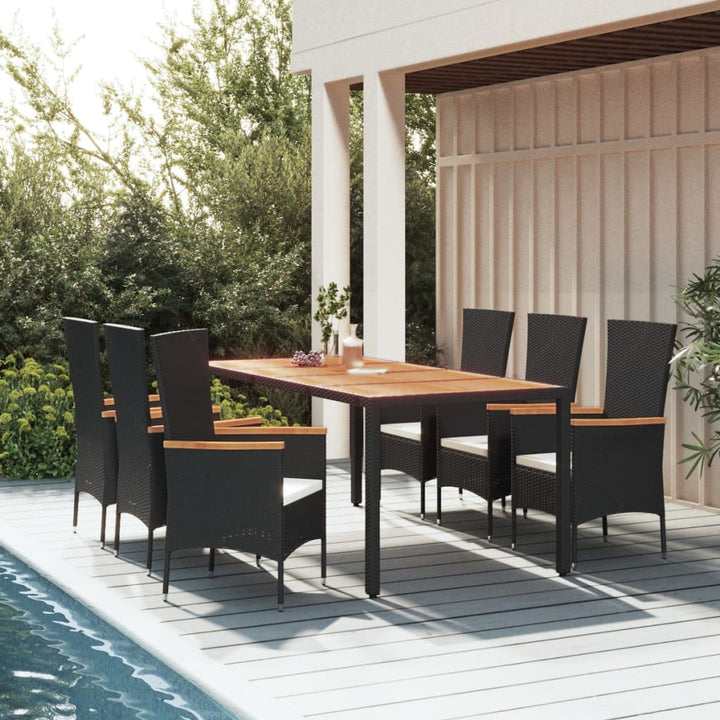 Set Mobilier De Grădină Cu Perne, 3 Piese, Negru, Poliratan