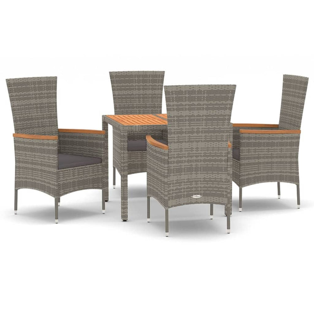Set Mobilier De Grădină Cu Perne, 5 Piese, Gri, Poliratan