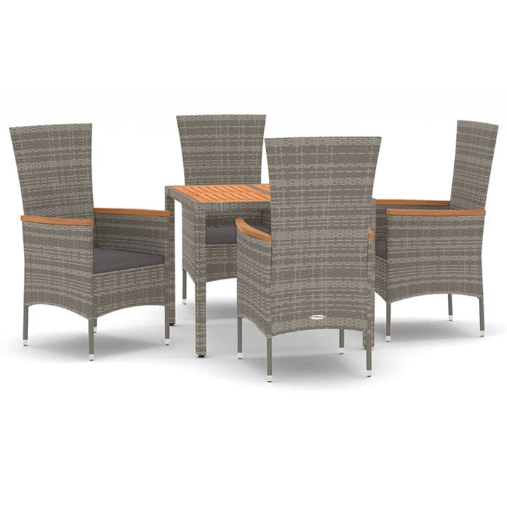 Set Mobilier De Grădină Cu Perne, 5 Piese, Gri, Poliratan