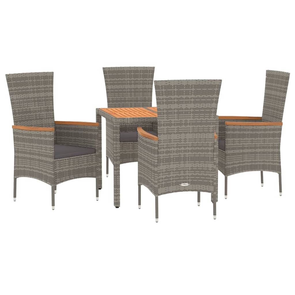 Set Mobilier De Grădină Cu Perne, 5 Piese, Gri, Poliratan