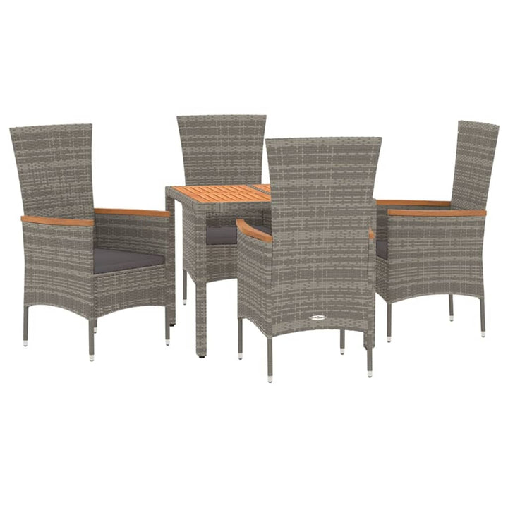 Set Mobilier De Grădină Cu Perne, 5 Piese, Gri, Poliratan
