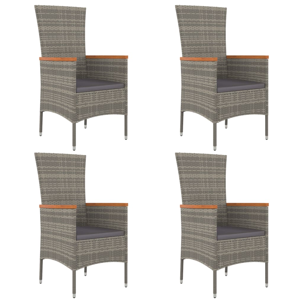 Set Mobilier De Grădină Cu Perne, 5 Piese, Gri, Poliratan