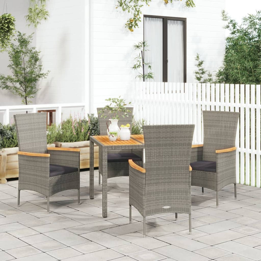 Set Mobilier De Grădină Cu Perne, 5 Piese, Gri, Poliratan