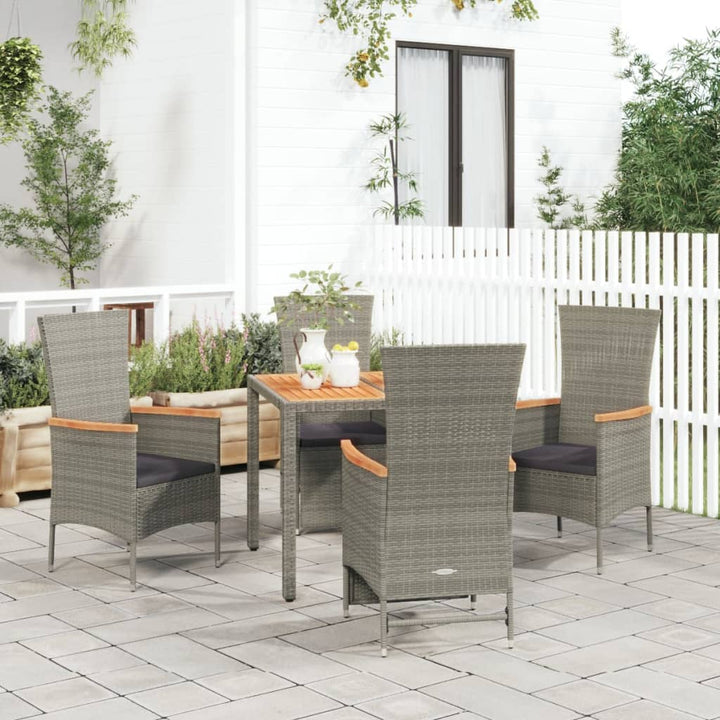 Set Mobilier De Grădină Cu Perne, 5 Piese, Gri, Poliratan