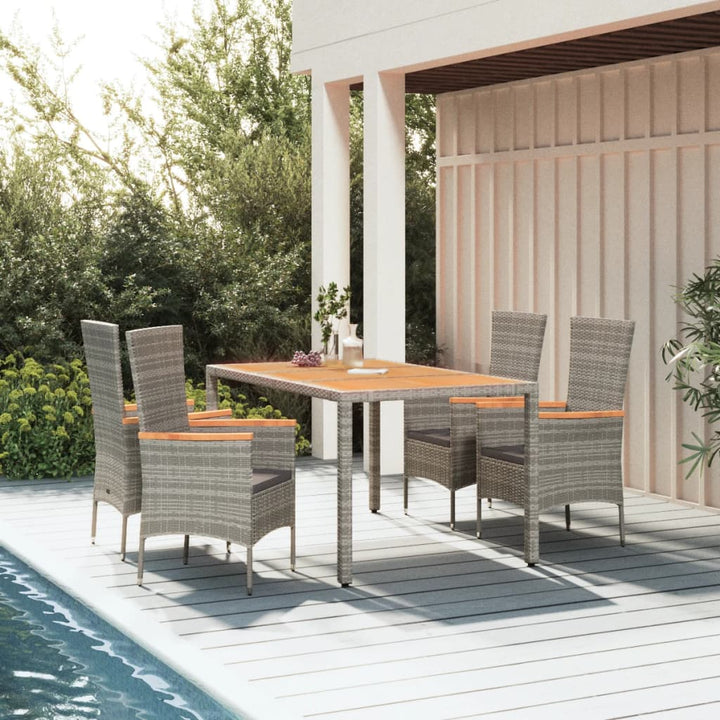 Set Mobilier De Grădină Cu Perne, 5 Piese, Gri, Poliratan