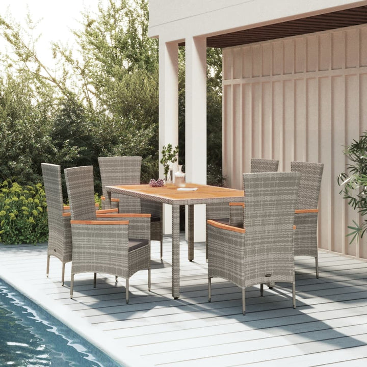 Set Mobilier De Grădină Cu Perne, 5 Piese, Gri, Poliratan