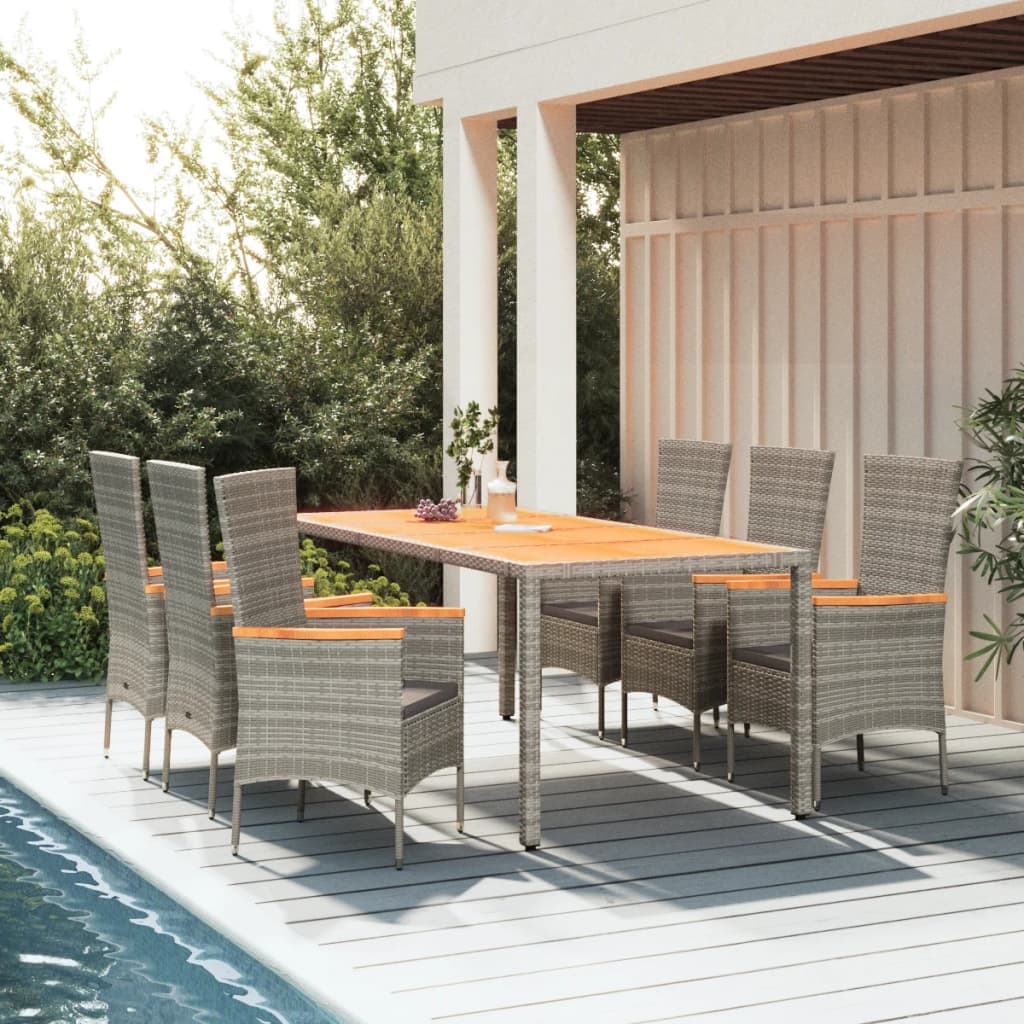 Set Mobilier De Grădină Cu Perne, 5 Piese, Gri, Poliratan