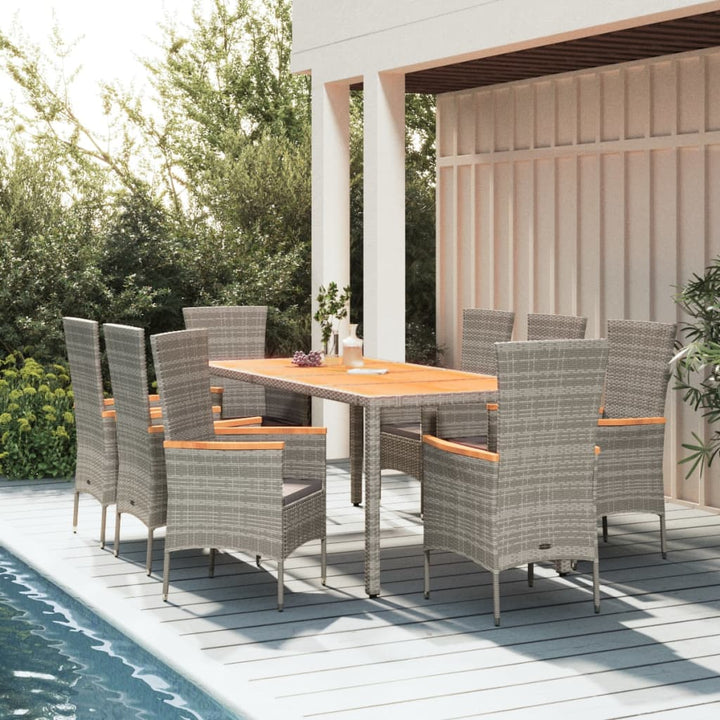 Set Mobilier De Grădină Cu Perne, 5 Piese, Gri, Poliratan