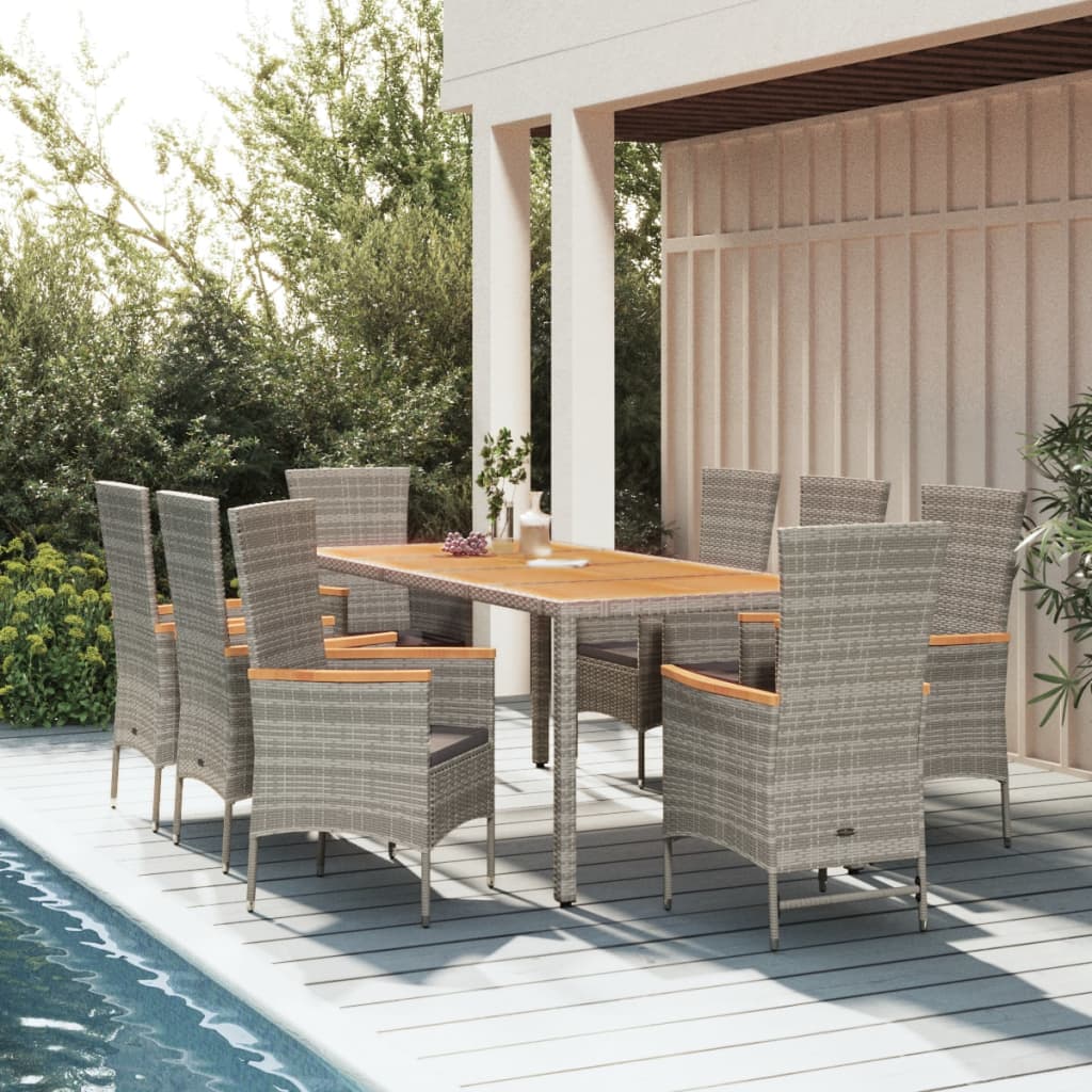 Set Mobilier De Grădină Cu Perne, 5 Piese, Gri, Poliratan