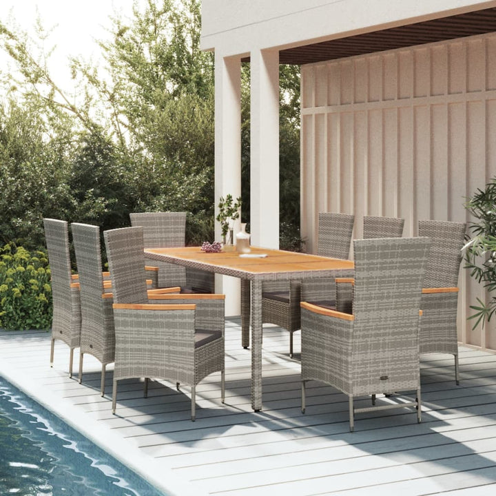 Set Mobilier De Grădină Cu Perne, 5 Piese, Gri, Poliratan