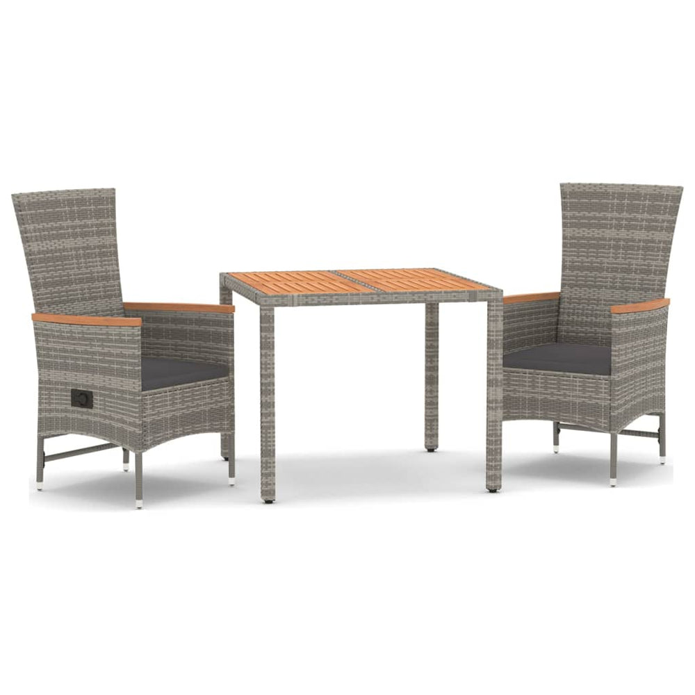 Set Mobilier De Grădină Cu Perne, 3 Piese, Gri, Poliratan