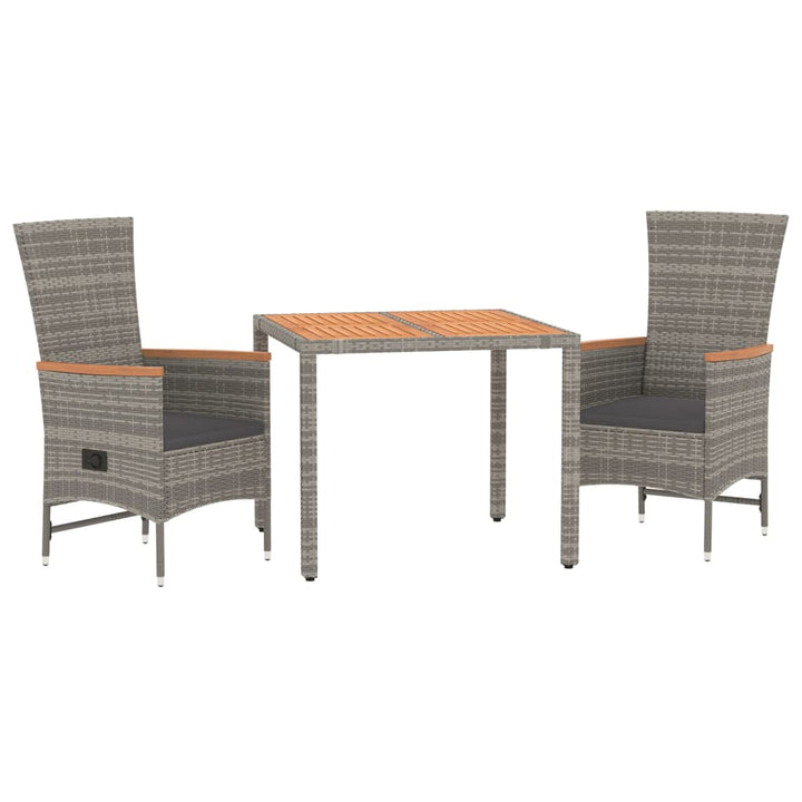 Set Mobilier De Grădină Cu Perne, 3 Piese, Gri, Poliratan