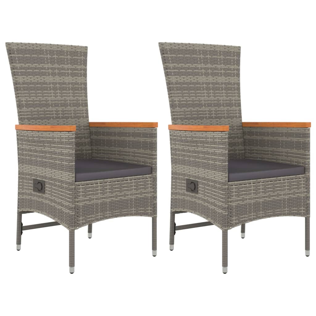 Set Mobilier De Grădină Cu Perne, 3 Piese, Gri, Poliratan