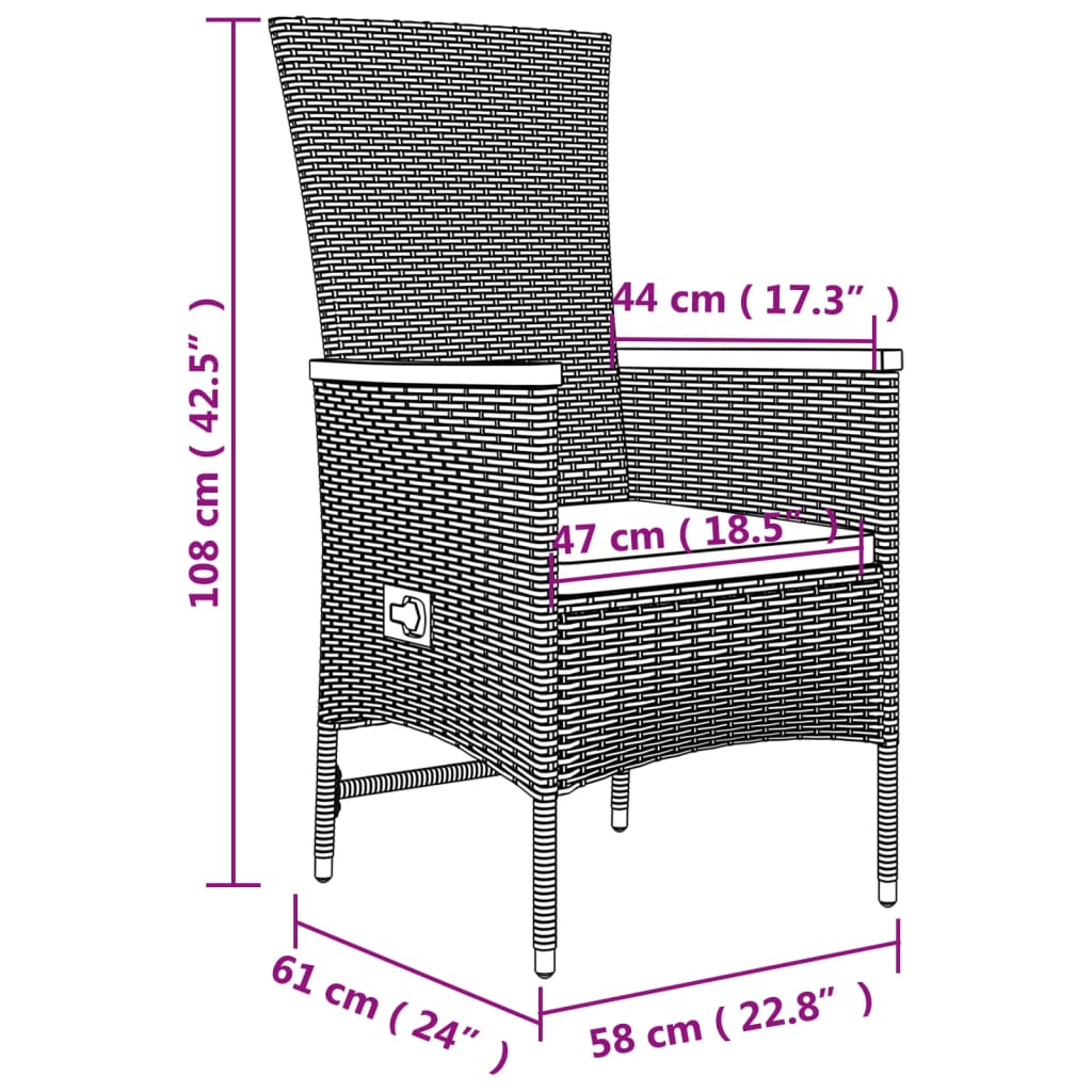 Set Mobilier De Grădină Cu Perne, 3 Piese, Gri, Poliratan