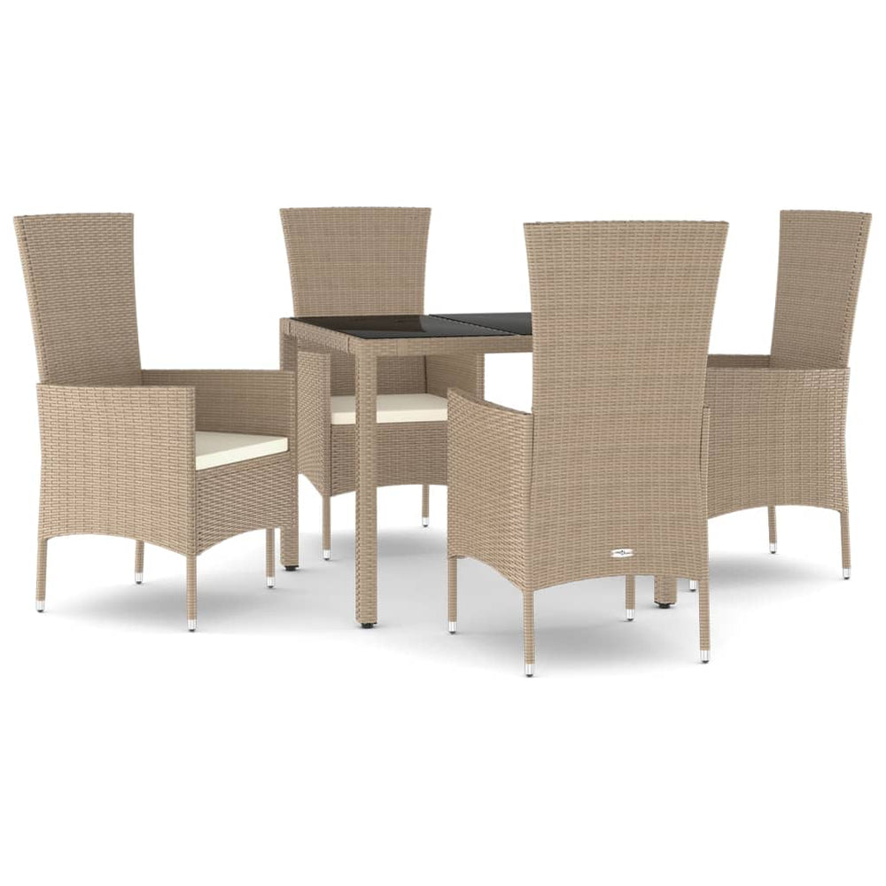 Set Mobilier De Grădină Cu Perne, 5 Piese, Bej, Poliratan