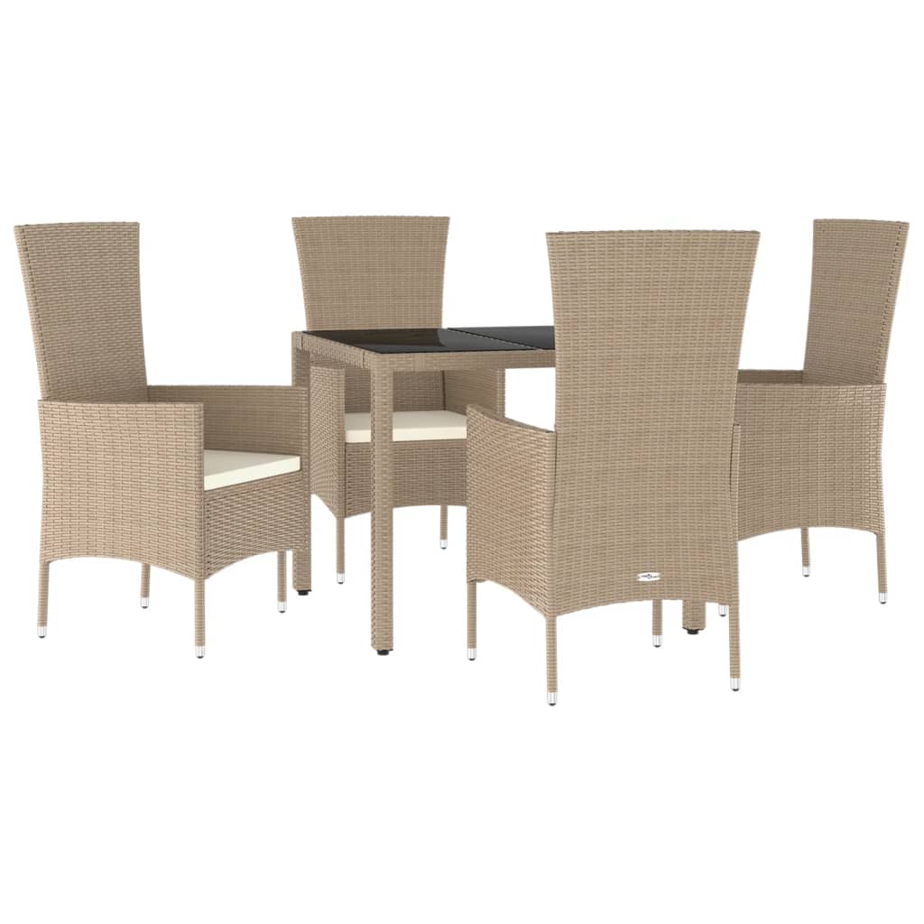 Set Mobilier De Grădină Cu Perne, 5 Piese, Bej, Poliratan