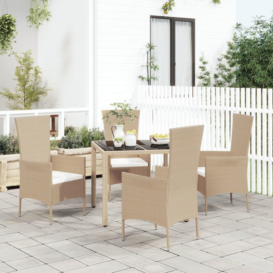 Set Mobilier De Grădină Cu Perne, 5 Piese, Bej, Poliratan