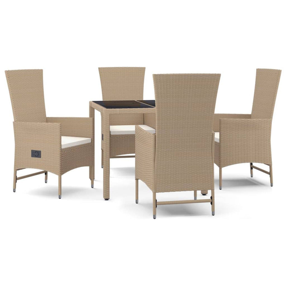 Set Mobilier De Grădină Cu Perne, 5 Piese, Bej, Poliratan