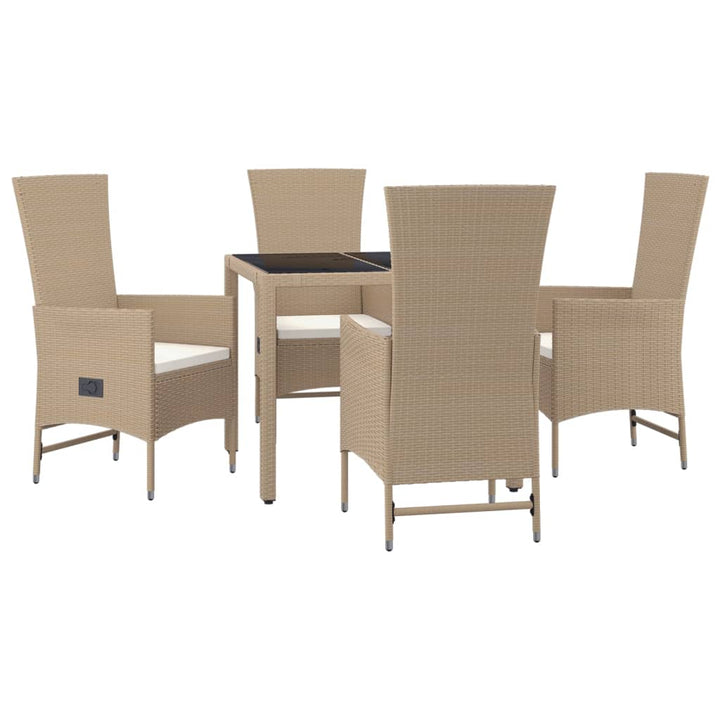 Set Mobilier De Grădină Cu Perne, 5 Piese, Bej, Poliratan