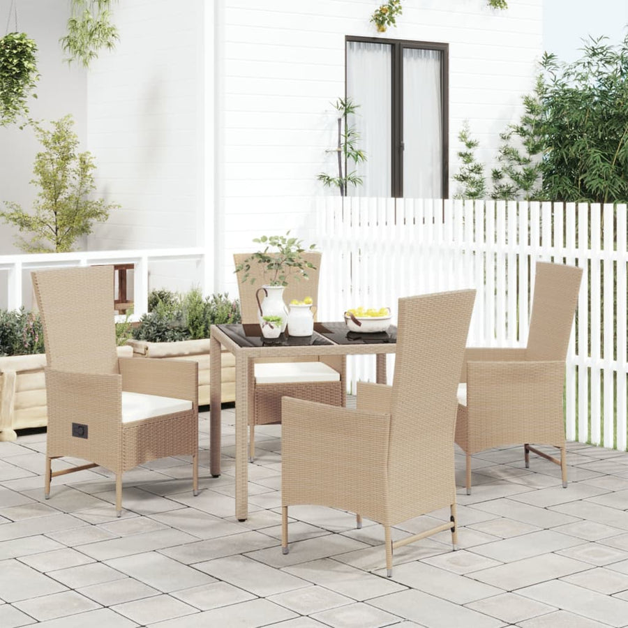Set Mobilier De Grădină Cu Perne, 5 Piese, Bej, Poliratan