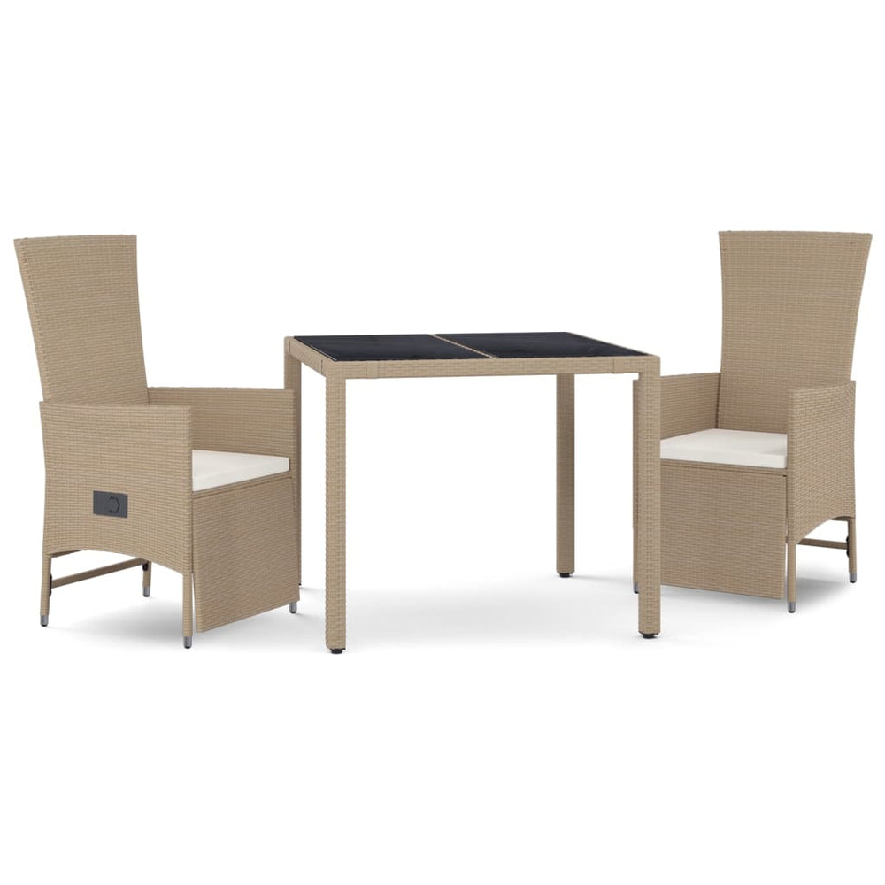 Set Mobilier De Grădină Cu Perne, 3 Piese, Bej, Poliratan