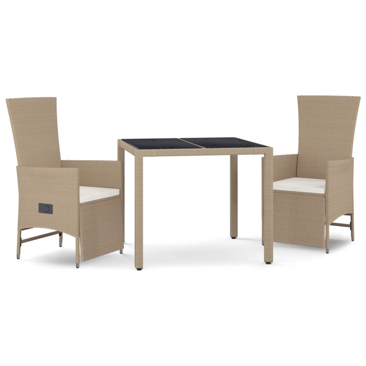 Set Mobilier De Grădină Cu Perne, 3 Piese, Bej, Poliratan