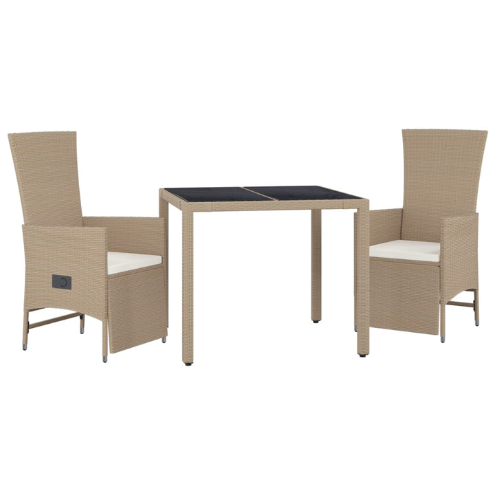 Set Mobilier De Grădină Cu Perne, 3 Piese, Bej, Poliratan