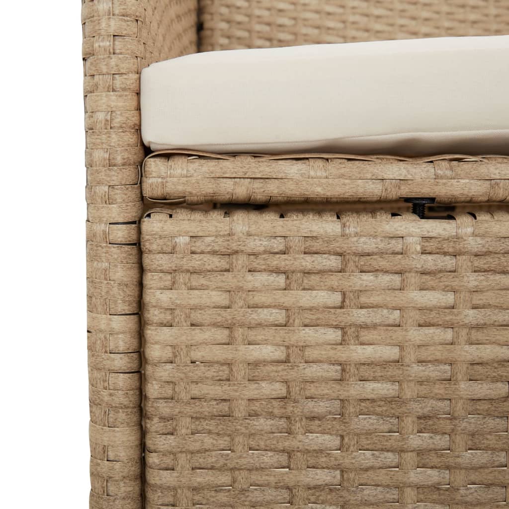 Set Mobilier De Grădină Cu Perne, 3 Piese, Bej, Poliratan