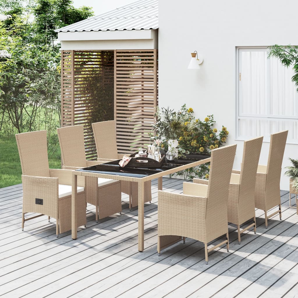 Set Mobilier De Grădină Cu Perne, 3 Piese, Bej, Poliratan