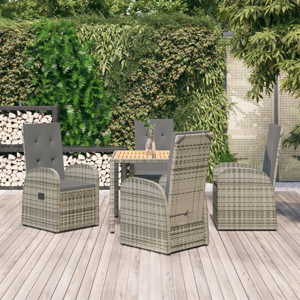 Set Mobilier De Grădină Cu Perne, 7 Piese, Gri, Poliratan