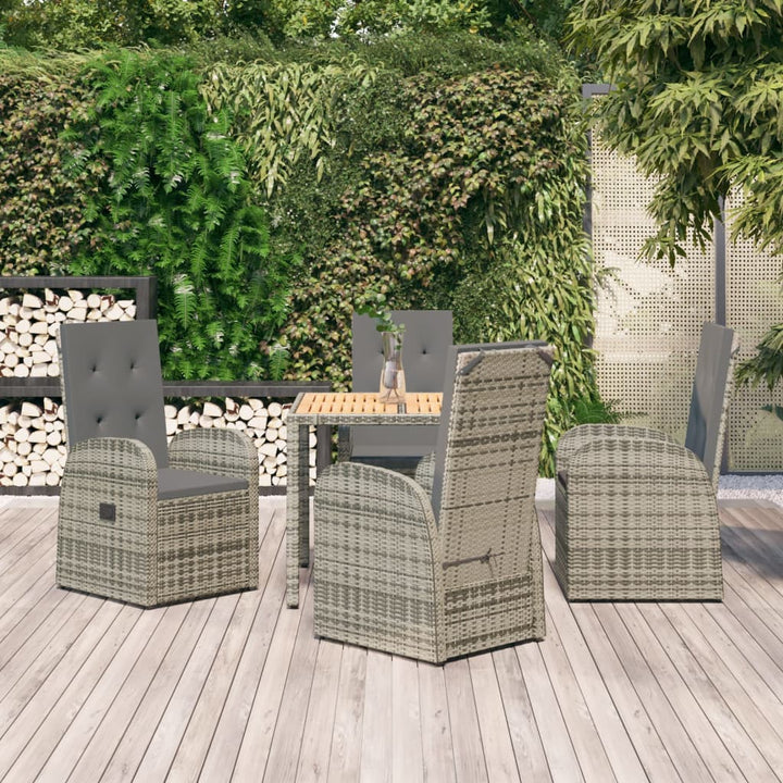 Set Mobilier De Grădină Cu Perne, 7 Piese, Gri, Poliratan